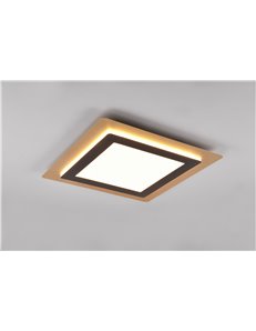Morgan plafoniera a led oro quadrata bordo metallo nero illuminato con telecomando multifunzione 45cm x 45cm
