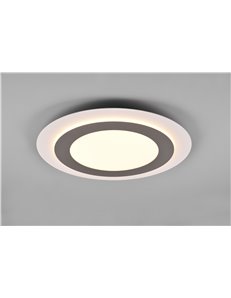 Morgan plafoniera a led bianca rotonda bordo metallo acciaio illuminato con telecomando multifunzione d. 45cm