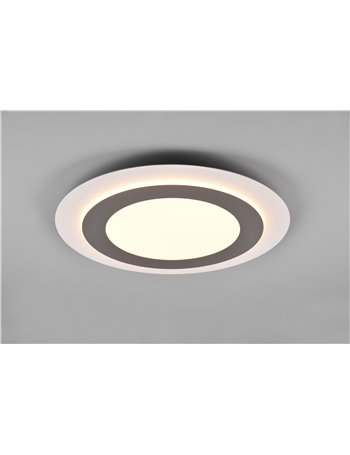 Morgan plafoniera a led bianca rotonda bordo metallo acciaio illuminato con telecomando multifunzione d. 45cm 