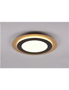 Morgan plafoniera a led oro rotonda bordo metallo nero illuminato con telecomando multifunzione d. 45cm