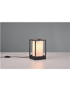 Ross lampada da tavolo struttura metallo nero paralume tortora h. 22cm