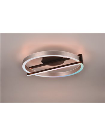 Thompson plafoniera led con tecnologia connessa wiz multifunzione anche rgb metallo nero ed alluminio d. 52cm 