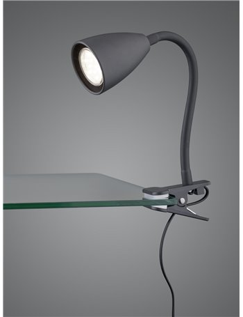 Wanda lampada da tavolo flessibile con pinza metallo nero h. 20cm