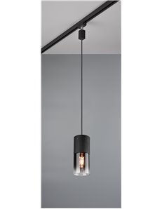 Duoline sospensione robin metallo nero e vetro fume' d. 10cm