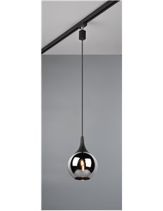 Duoline sospensione lumina metallo nero e vetro fume' d. 18cm