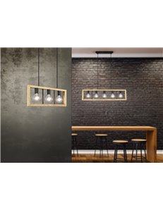Agra sospensione legno naturale e metallo nero 3 diffusori l. 60cm 2