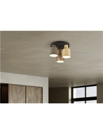 Agudo plafoniera 3 diffusori metallo multicolor d. 30cm