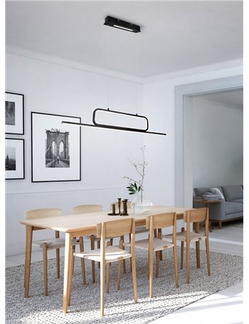 Aick sospensione led nera con con funzione regolazione intensita' con interruttore parete l. 110cm
