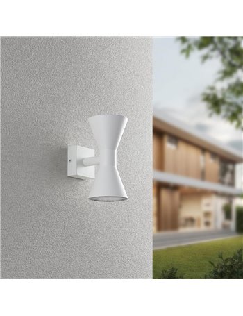 Ardas applique da esterno fusione alluminio bianca bi-emissione h. 20cm ip44