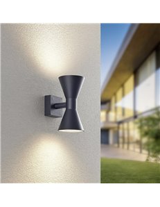 Ardas applique da esterno fusione alluminio nera bi-emissione h. 20cm ip44