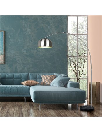 Argentina piantana ad arco metallo acciaio e base effetto marmo nero h. 200cm