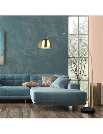 Argentina piantana ad arco metallo ottone e nero e base marmo nera h. 200cm
