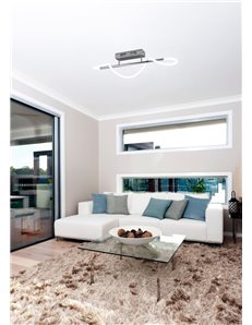 Argos plafoniera led tubo flessibile illuminato a 360 gradi con struttura metallo cromato l. 105cm