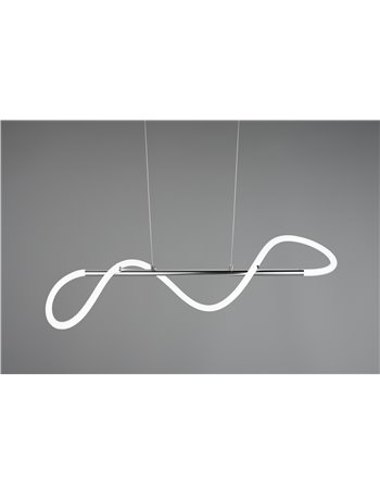 Argos sospensione led tubo flessibile illuminato a 360 gradi con struttura metallo cromato l. 105cm