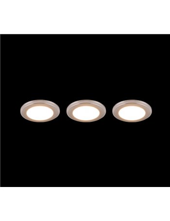 Argus kit 3 faretti da incasso led rotondi bordo cromato + funzione rgb d. 8,2cm