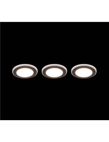 Argus kit 3 faretti da incasso led rotondi bordo nero + funzione rgb d. 8,2cm