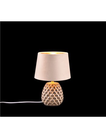 Ariana lampada da tavolo ceramica con paralume effetto velluto sabbia h. 27cm