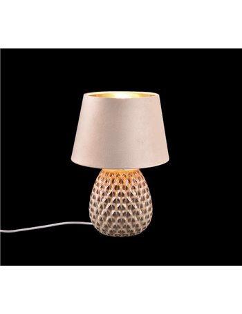 Ariana lampada da tavolo ceramica con paralume effetto velluto sabbia h. 35cm