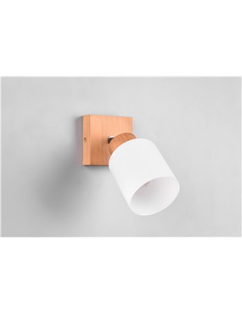 Assam spot singolo base legno con vetro bianco h. 23,7cm