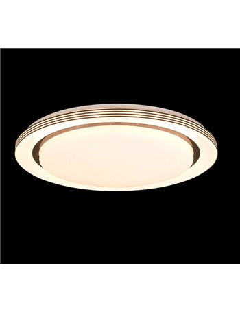 Atria plafoniera led bordo nero con telecomando multifunzione con diffusore effetto cielo stellato d.48cm