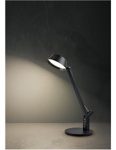 Ava lampada da studio led nera con 4 prese usb e con regolazione luce calda- naturale - fredda touch dimmer h. 40,4cm