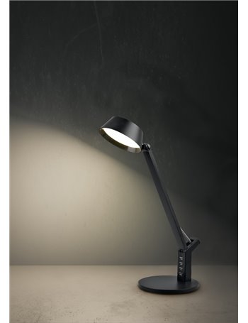 Ava lampada da studio led nera con 4 prese usb e con regolazione luce calda- naturale - fredda touch dimmer h. 40,4cm
