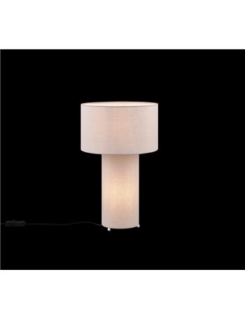 Bale lampada da tavolo base illuminata e paralume tessuto grigio pastello h. 40cm
