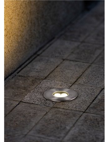 Belaja faro incasso carrabile led da esterno tondo acciaio satinato max 2.000kg ip65 d.11cm