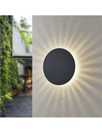 Belly applique da esterno fusione alluminio antracite a led luce indiretta d. 25cm ip54