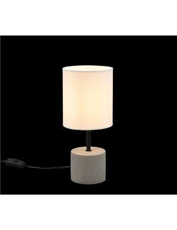 Ben lampada da tavolo base cemento grigio con paralume bianco h. 35cm