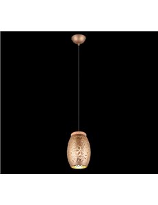 Bidar sospensione metallo caffe' taglio laser con inserto in legno d. 15cm 2