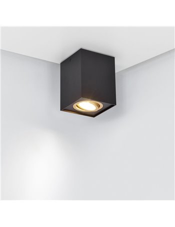 Biscuit cubo spot orientabile nero + oro l. 9,6 x 9,6cm h. 12,5cm