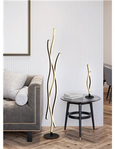 Blaze piantana led ondulata metallo ottone e nero con regolazione intensita' e temperatura di colore della luce con interruttore