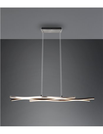 Blaze sospensione led ondulata metallo alluminio e nero con regolazione intensita' e temperatura di colore della luce con interr