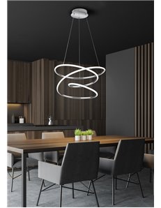 Bologna sospensione led cromo con dimmerazione ad interruttore d.50cm
