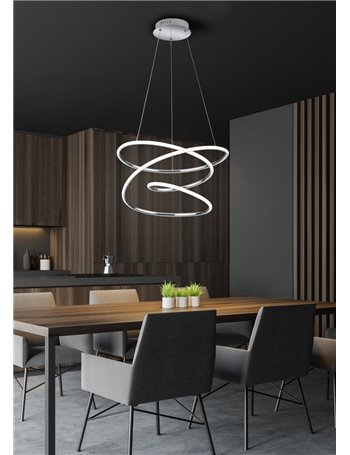 Bologna sospensione led cromo con dimmerazione ad interruttore d.50cm