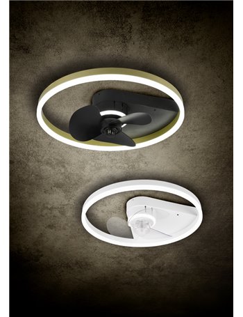 Borgholm plafoniera led bianco opaco con ventilatore con telecomando multifunzione regolazione 3 intensita' e temperatura di col