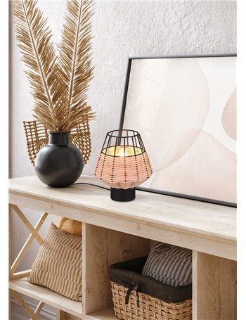 Borka lampada da tavolo in rattan colore naturale h. 20cm