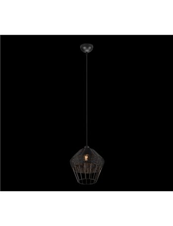 Borka sospensione in rattan colore nero opaco d. 30cm