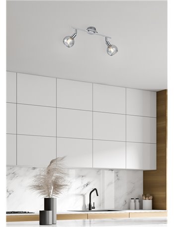 Brest barra 2 spots metallo cromo con vetri fume' l. 40cm