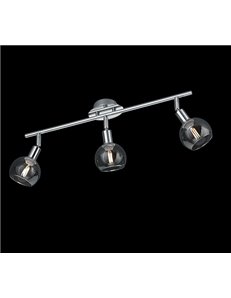 Brest barra 3 spots metallo cromo con vetri fume' l. 58cm 2