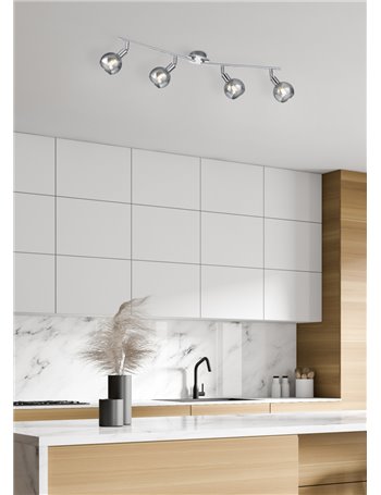 Brest barra 4 spots metallo cromo con vetri fume' l. 83cm