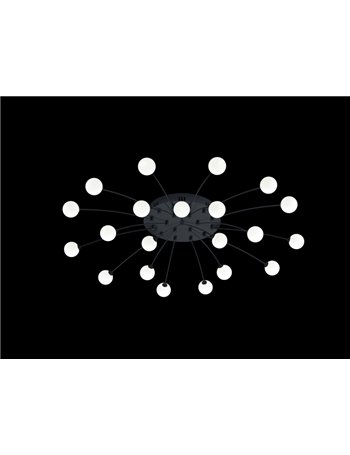 Bullet plafoniera led metallo nero con 21 diffusori vetro bianco dimmerabile con interruttore a parete d. 97cm