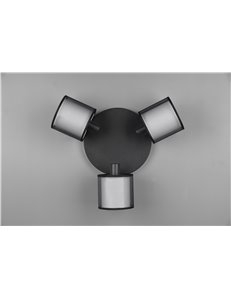 Burton plafoniera 3 spots orientabili metallo nero paralume bianco e diffusore esterno traforato nero d. 50cm 2