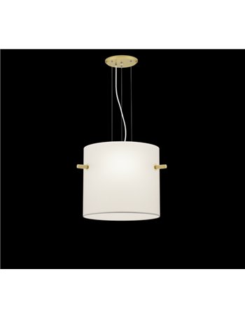 Camden sospensione paralume bianco con montatura ottone satinato d. 50cm