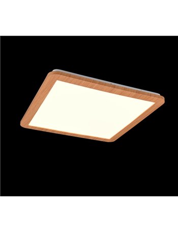 Camillus plafoniera led quadrata bordo effetto legno dimmerabile con interruttore 40cm x 40cm