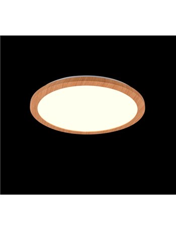 Camillus plafoniera led rotonda bordo effetto legno dimmerabile con interruttore d. 40cm
