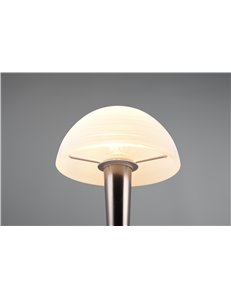 Canaria lampada da tavolo metallo cromo nero e vetro satinato touch con lampadine dimmerabile inclusa h. 27cm 2