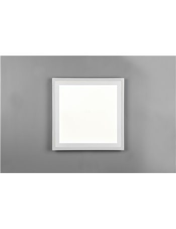 Carus plafoniera led quadrata bordo bianco doppio interruttore per accensioni separate 43cm x 43cm