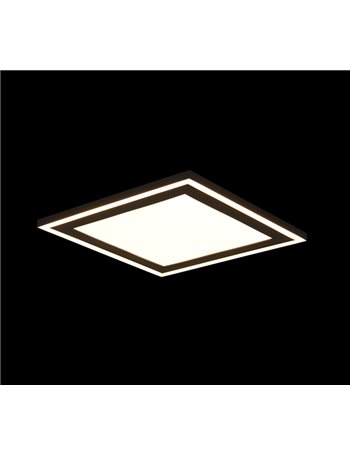 Carus plafoniera led quadrata bordo nero doppio interruttore per accensioni separate 33cm x 33cm